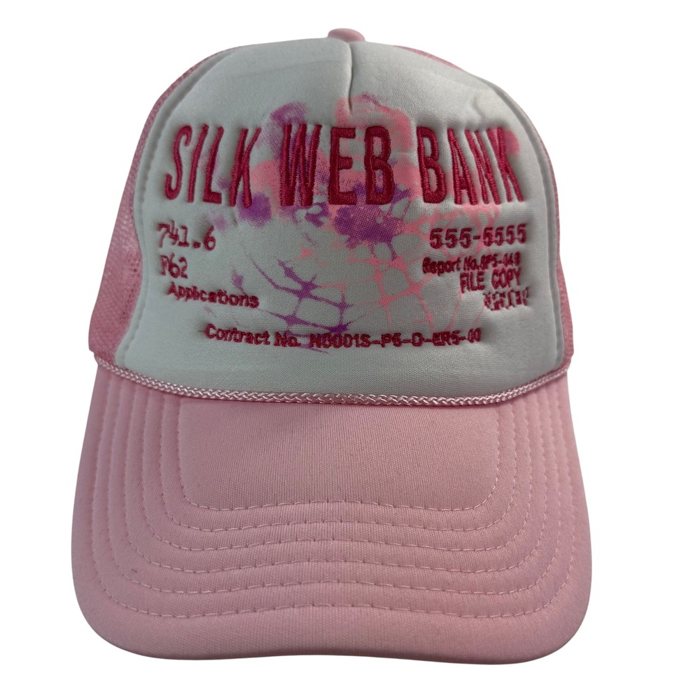 Sp5der Silk Web Bank Pink Trucker Hat Mesh Snapback Cap Graphic Tie Dye